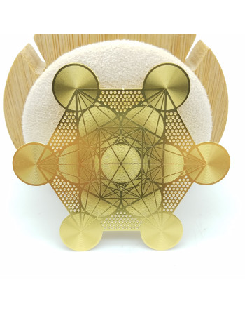 Cube de Métatron en laiton 8 cm. Grille pour minéraux. Unilliance Mineraux