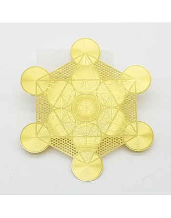 Cube de Métatron en laiton 8 cm. Grille pour minéraux. Unilliance Mineraux