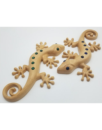 GECKO BOIS DE HETRE MINERAUX ATELIER 2F UNILLIANCE MINERAUX