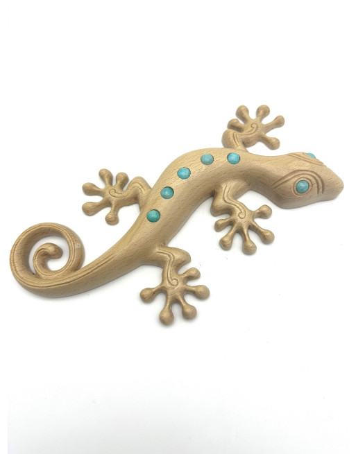 GECKO BOIS DE HETRE MINERAUX ATELIER 2F UNILLIANCE MINERAUX