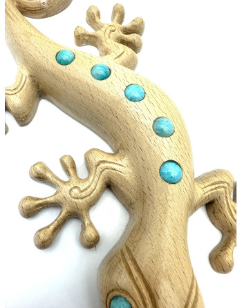 GECKO BOIS DE HETRE MINERAUX ATELIER 2F UNILLIANCE MINERAUX