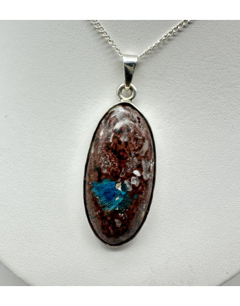 Cavansite naturelle bleue – pierre rare montée sur argent
