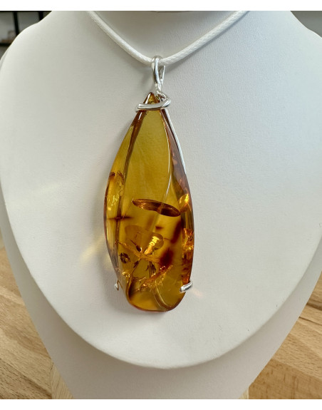 PENDENTIF AMBRE BALTIQUE ARTISANAL ATELIER 2F UNILLIANCE MINERAUX