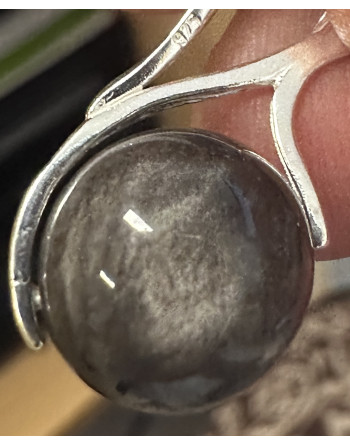 PENDENTIF OBSIDIENNE ARGENT ATELIER 2F UNILLIANCE MINERAUX