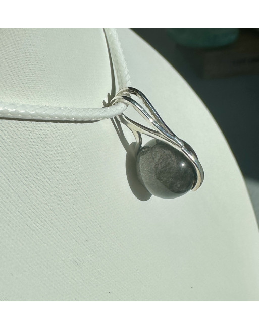 PENDENTIF OBSIDIENNE ARGENT ATELIER 2F UNILLIANCE MINERAUX