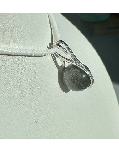 PENDENTIF OBSIDIENNE ARGENT ATELIER 2F UNILLIANCE MINERAUX