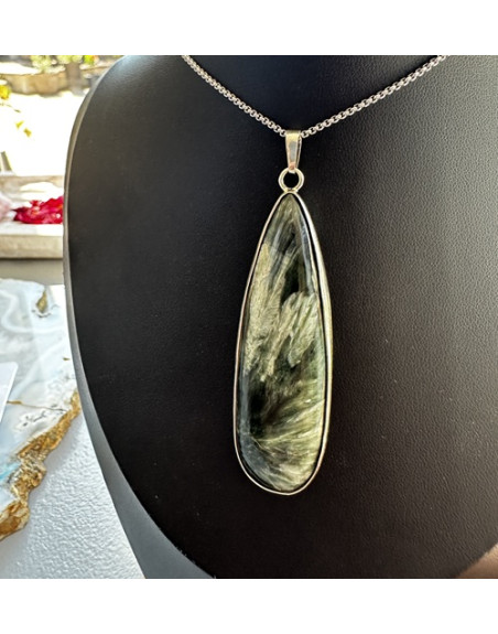 PENDENTIF SERAPHINITE ARTISANAL ATELIER 2F UNILLIANCE MINERAUX