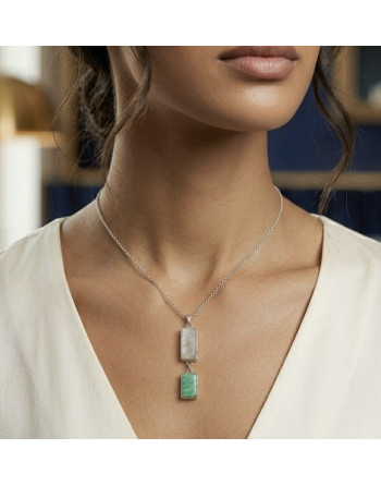 PENDENTIF PIERRE DE LUNE AMAZONITE NATURELLE ARTISANAL ATELIER 2F