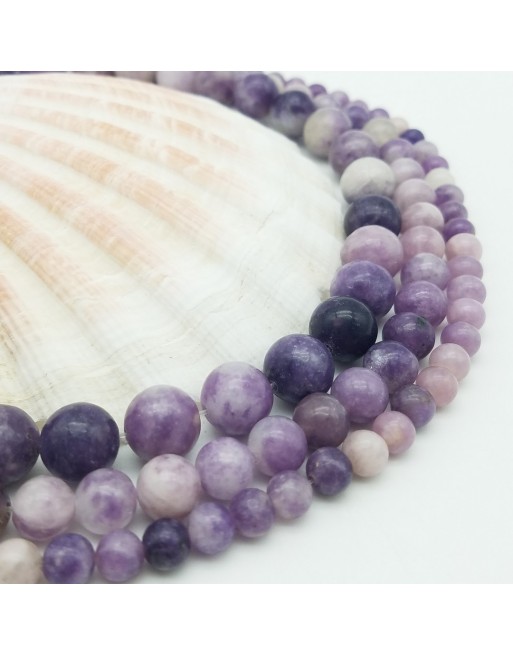 Lot De 20 Perles En Lépidolite Naturelle 8mm - Pierre Violette Lithothérapie - Création Bijoux